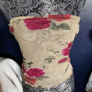 Y2K Liu Jo Strapless Floral Mesh Top